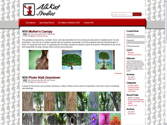 Website Sample - Alikat Studios Page 1 Zoom
